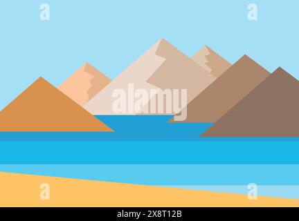 Vector panorama of the mountains by the sea Stock Vector