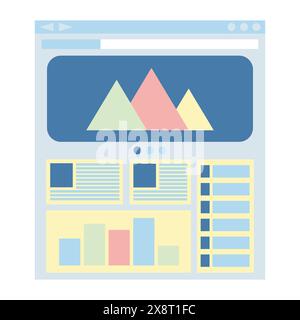 Flat website template, web design technology. Vector illustration Stock Vector
