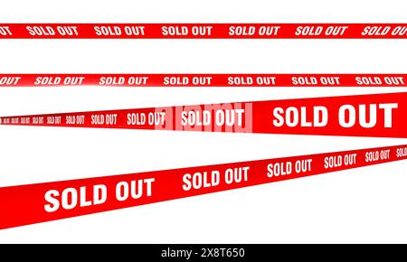 Red tape sold out text isolated on a transparent background Stock Photo