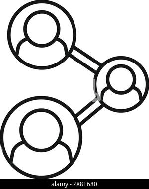 Simple line drawing of a social network icon symbolizing connection and sharing between users Stock Vector