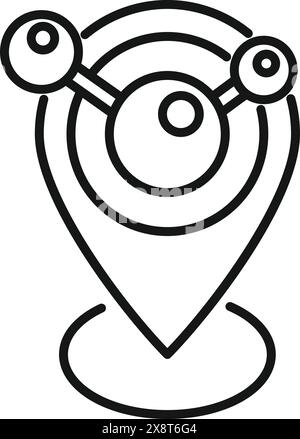 Simplified black and white line art depicting a stylized gps map pin symbol Stock Vector