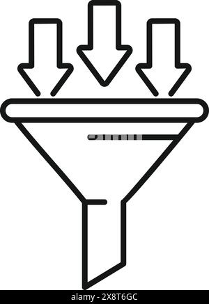Simple and minimalist outline icon of conversion funnel for marketing and lead generation strategy in business. Modern and scalable design for web traffic and online campaign Stock Vector