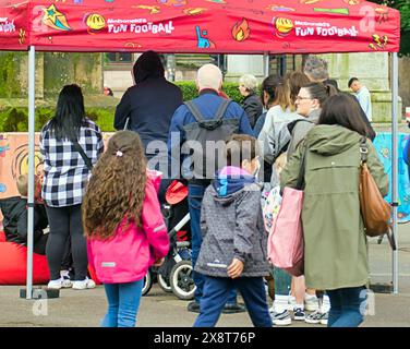 Glasgow, Scotland, UK. 27th May, 2024:McDonalds Fun Football was in the city in george square with the burger giant providing soccer fun for kids. Credit Gerard Ferry /Alamy Live News Stock Photo