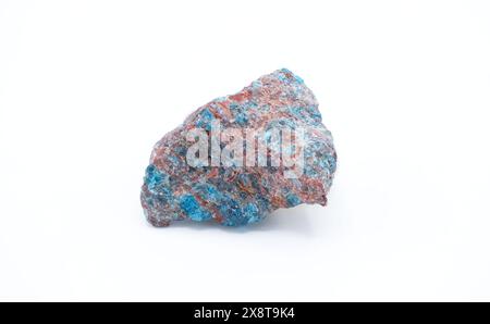 Papagoite mineral composed of calcium copper aluminum silicate hydroxide a rare gemstone in Arizona United States.  Isolated on white background Stock Photo