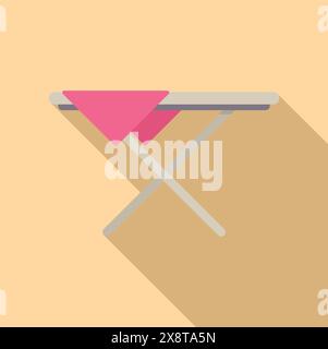 Minimalist vector illustration of a pink ironing board with a flat design, clean lines, and modern simplicity, perfect for web, app, and user interface graphics Stock Vector