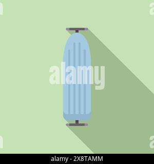 Vector graphic of a blue propane gas cylinder with a flat shadow on a green background Stock Vector