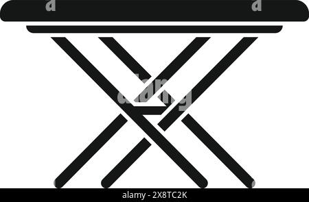 Vector illustration of a simple folding table icon in a solid black design Stock Vector