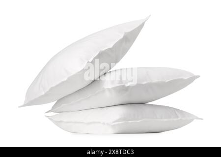 Many new soft pillows isolated on white Stock Photo