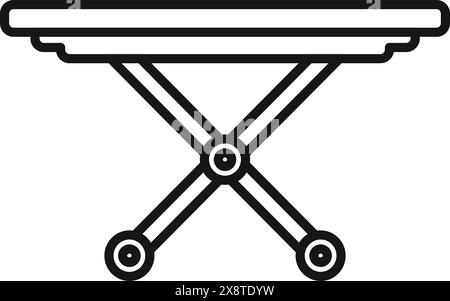 Vector illustration of a simple foldable table icon in black and white Stock Vector
