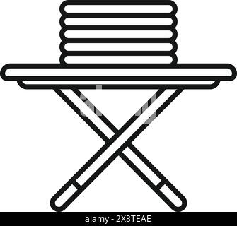 Black and white vector illustration of a simple folding chair icon Stock Vector