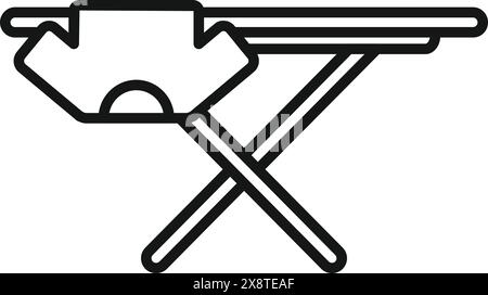 Simplified black and white vector illustration of an ironing board for icons and graphic design Stock Vector