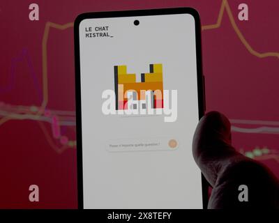 Mistral le Chat of Mistral AI  on a phone, Mistral app Stock Photo
