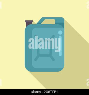 Minimalist vector image of a blue fuel container with a shadow, against a pastel background Stock Vector