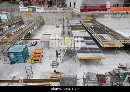 Large construction site for floor formwork Stock Photo