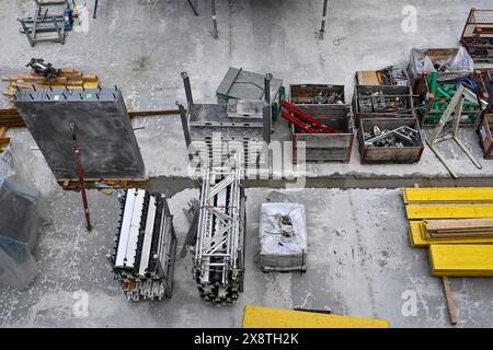Large construction site for floor formwork Stock Photo