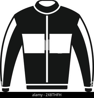 Vector illustration of a simple black and white jacket with a zippered front Stock Vector