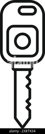 Black and white line illustration of a contemporary car key with remote Stock Vector