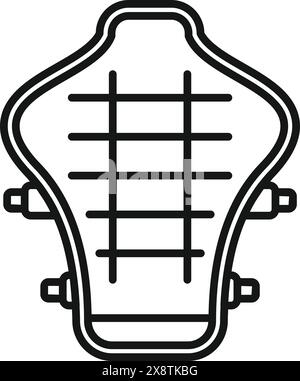 Simple line art illustration of a guitar body in black and white, suitable for icons and logos Stock Vector