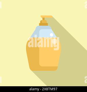 Clean, minimalist vector illustration of a liquid soap dispenser with a pump, on a soft background Stock Vector