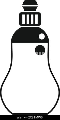 Simplified vector icon of a detergent bottle in black and white, suitable for various design uses Stock Vector