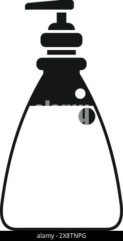 Simple black and white soap dispenser silhouette vector for hygiene and cleanliness in bathroom and kitchen, with a modern and stylish design for personal care and germ prevention Stock Vector