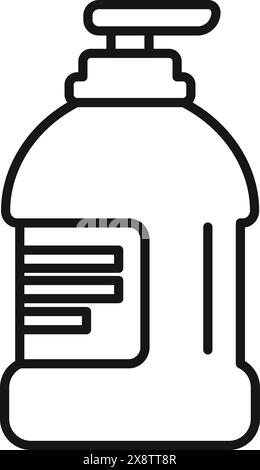 Black and white line art of a pumptop hand sanitizer container, perfect for hygienerelated designs Stock Vector