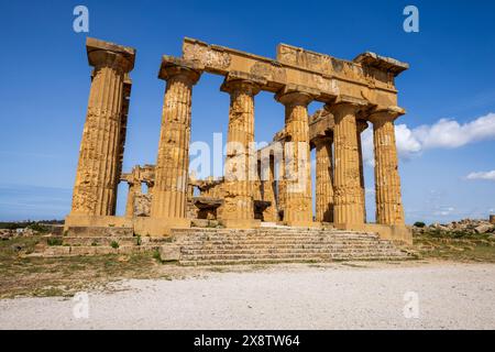 The reconstructed Greek Temple of Hera at Selinunte, Sicily Stock Photo