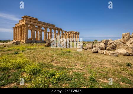 The reconstructed Greek Temple of Hera at Selinunte, Sicily Stock Photo