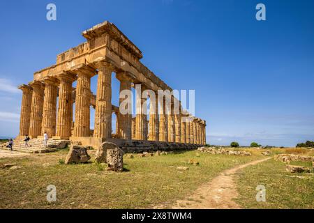 The reconstructed Greek Temple of Hera at Selinunte, Sicily Stock Photo