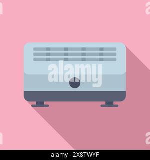 Flat design vector illustration of a stylish air conditioning unit with a pastel pink backdrop Stock Vector