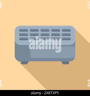 Flat design vector illustration of a sleek, portable air conditioning unit with a shadow on a warm beige background Stock Vector