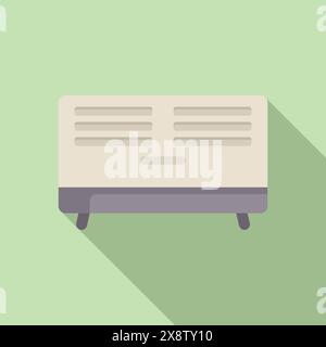 Simplistic vector illustration of a white window air conditioner on a green background Stock Vector