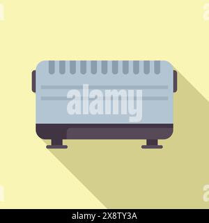 Flat design illustration of a grey electric space heater with shadow effect on a yellow backdrop Stock Vector