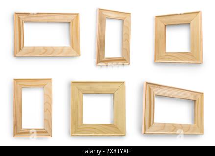 Set of different aspects of wooden frames isolated on the white background Stock Photo