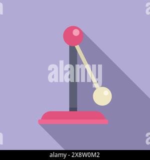Flat design icon of newton's cradle, symbolizing momentum and physics concepts Stock Vector