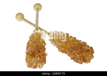 brown rock candy sticks isolated on white background Stock Photo