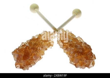 brown rock candy sticks isolated on white background Stock Photo