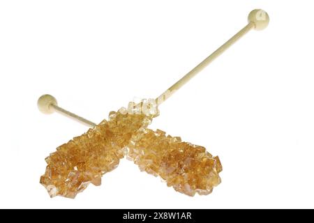 brown rock candy sticks isolated on white background Stock Photo
