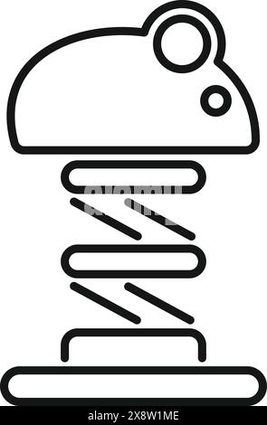 Black and white vector illustration of a mouseshaped spring toy Stock Vector