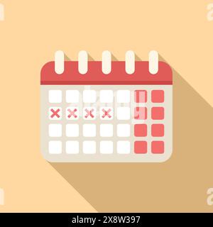 Illustration of a stylized calendar with specific dates marked in red on a warm beige background Stock Vector