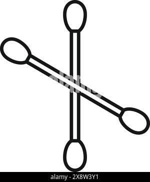 Black and white vector icon of a crossed cotton swab set Stock Vector