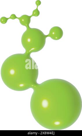 Abstract design of a molecular structure with glossy green spheres on a white background Stock Vector