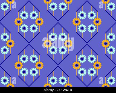 Seamless pattern of gears in steampunk and atompunk style. Jagged details, geometric shapes. Design for wallpapers, banners and posters. Vector illust Stock Vector
