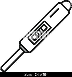 Black and white line drawing of a digital thermometer, suitable for medical infographics Stock Vector