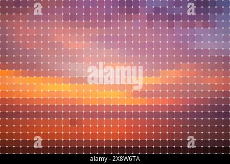 Abstract grid background of rounded sunset colored squares. Full frame abstract pixelated natural background for poster, banner, website or template. Stock Photo