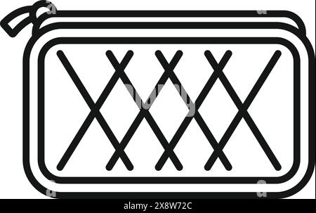 Vector drawing of a zipper pencil case in a simple line art style, isolated on a white background Stock Vector