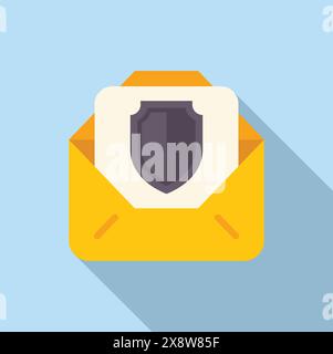 Illustration of secure email concept with shield icon and encrypted envelope for data protection in cybersecurity and online communication technology Stock Vector