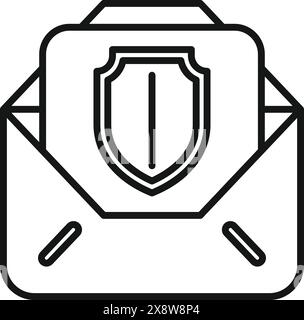 Shield and envelope icon representing secure email concept with encryption, technology, and cybersecurity for data protection and privacy Stock Vector