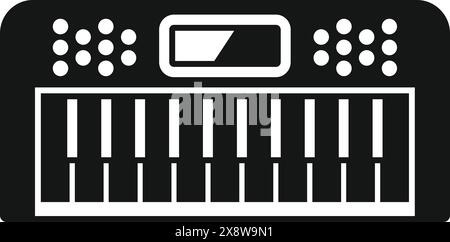 Digital piano keyboard icon in modern flat design and minimalistic silhouette. Suitable for music and studio graphics. Vector illustration for editable app interface and user gui. Eps10 royalty image Stock Vector