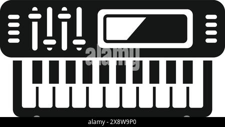 Simplistic icon illustration of a synthesizer in a black and white color scheme Stock Vector